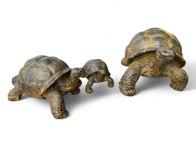 Stein Schildkröten – Pool, Garten, Terrasse - Langlebig und Wetterbeständig – Gelblich aus Glasfaserbeton – 32, 47 und 65 cm - FaHome