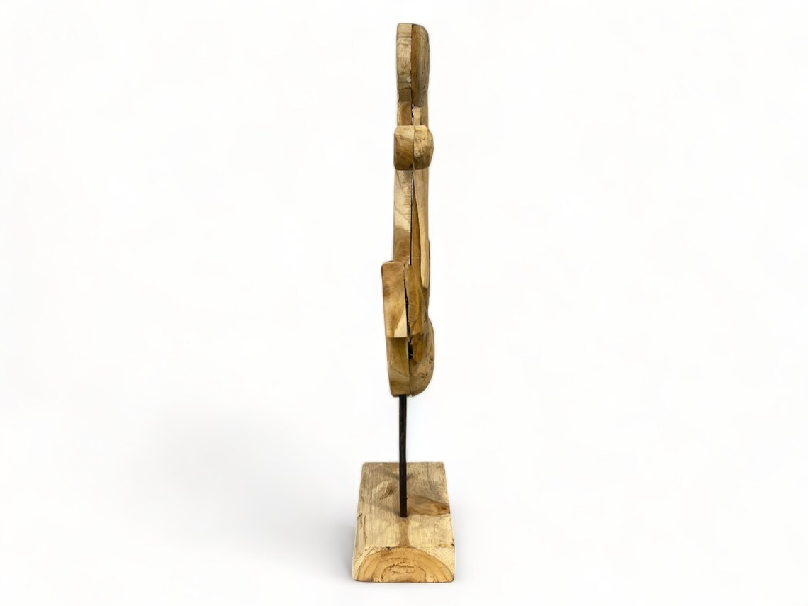 Teak anchor - Decorative sculpture - High-quality handmade craftsmanship - Standing on a plinth - 50, 75 and 100 cm high
