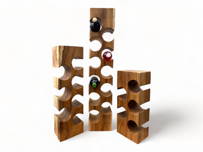 Casier à vin massif - décoration de cuisine salon porte-vin - fait main noble de haute qualité - carré en bois de Suar - 50/70/100x19,5x14,5 cm