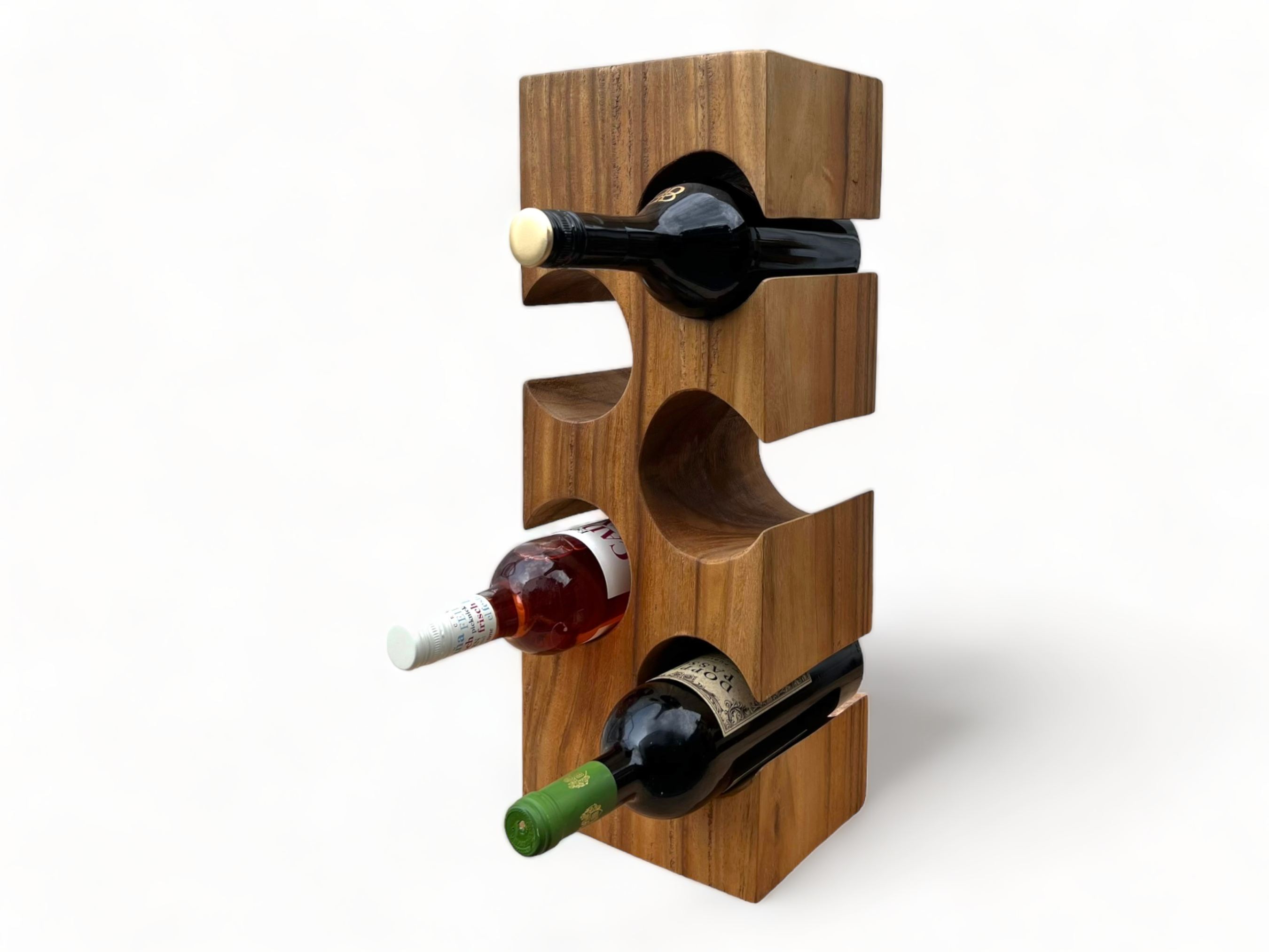 Casier à vin massif - décoration de cuisine salon porte-vin - fait main noble de haute qualité - carré en bois de Suar - 50/70/100x19,5x14,5 cm