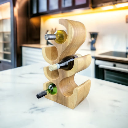 Solid wine rack - kitchen living room decoration wine holder - handmade noble high-quality - fir shape made of suar wood - 30/50/70/100x27x18 cm