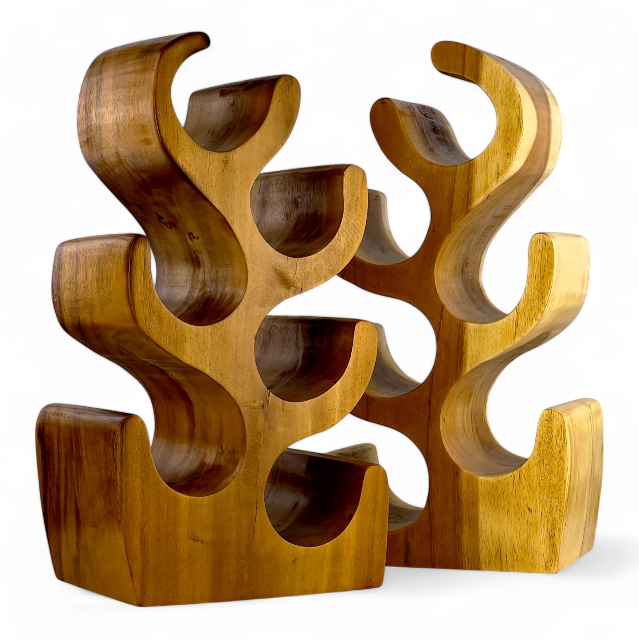 Solid wine rack - kitchen living room decoration wine holder - handmade noble high-quality - fir shape made of suar wood - 30/50/70/100x27x18 cm