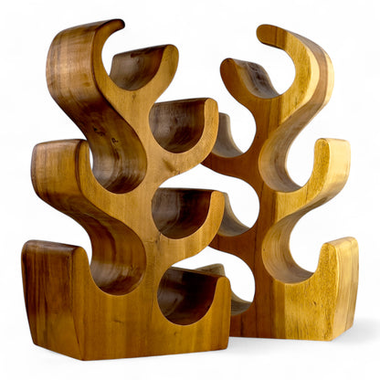 Solid wine rack - kitchen living room decoration wine holder - handmade noble high-quality - fir shape made of suar wood - 30/50/70/100x27x18 cm