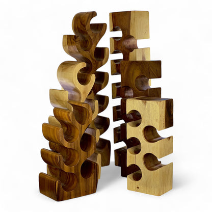 Solid wine rack - kitchen living room decoration wine holder - handmade noble high-quality - fir shape made of suar wood - 30/50/70/100x27x18 cm