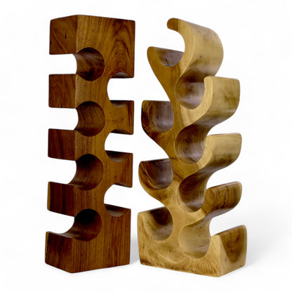 Solid wine rack - kitchen living room decoration wine holder - handmade noble high-quality - fir shape made of suar wood - 30/50/70/100x27x18 cm