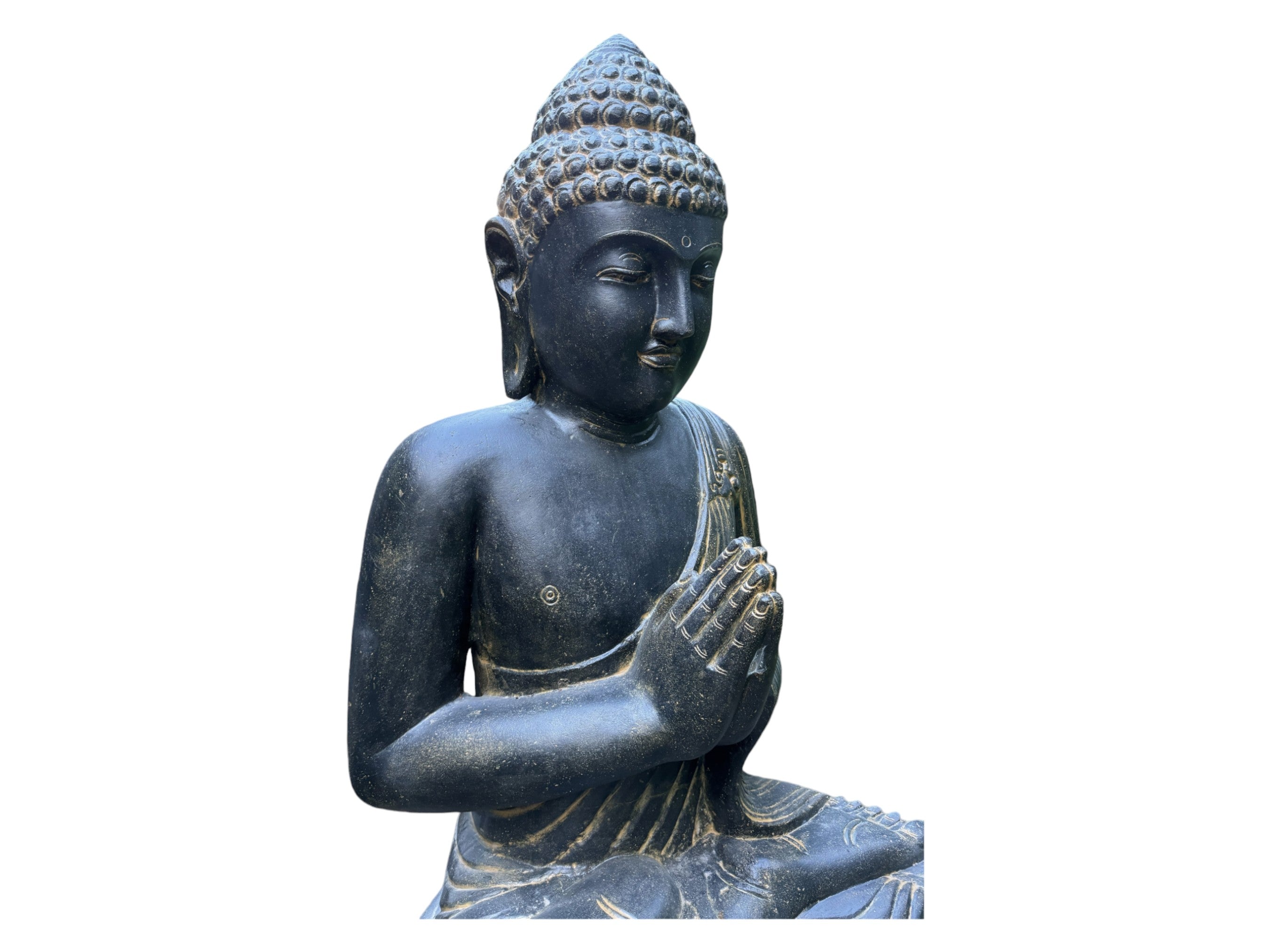 Weatherproof Buddha stone statue, 150cm - harmonizing sculpture for outdoor areas made of lava sand stone mixture