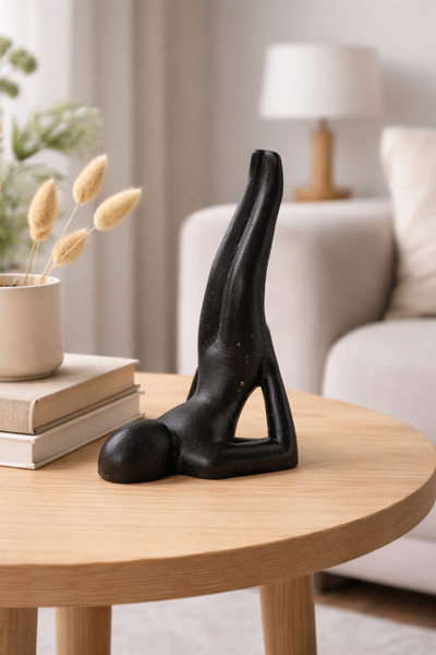 Yoga Skulptur modern – Wohnzimmer Studio Regal Deko – Massive Ausführung – Steinoptik Figur Meditation schwarz – in 3 Größen