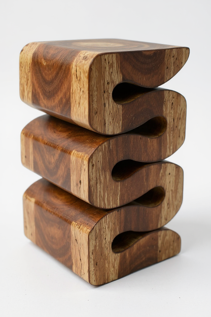 Tabouret en bois - table d'appoint tabouret à fleurs table de rangement - fait main - serpent flambé en bois de suar massif - 50x30x30 cm