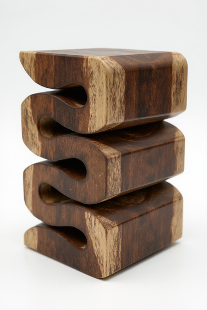 Tabouret en bois - table d'appoint tabouret à fleurs table de rangement - fait main - serpent flambé en bois de suar massif - 50x30x30 cm