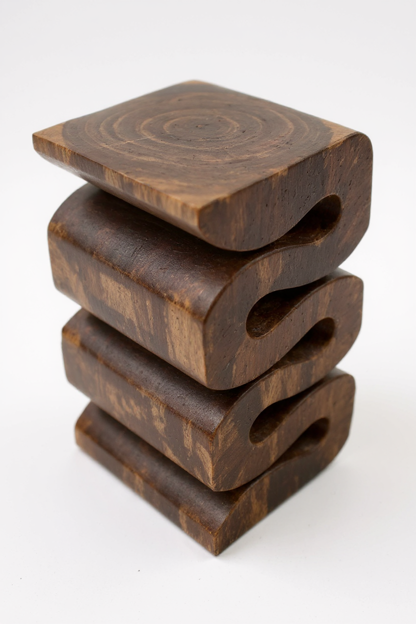 Tabouret en bois - table d'appoint tabouret à fleurs table de rangement - fait main - serpent flambé en bois de suar massif - 50x30x30 cm