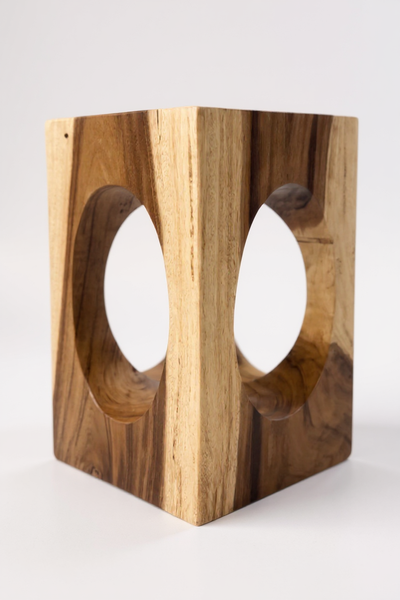 Table d'appoint en bois – table basse tabouret à fleurs – fait main – carrée avec col en O en bois de suar – 45x30x30 cm