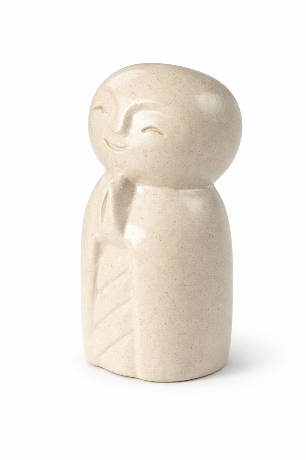 Jizo Figur – Garten Wohnzimmer Regal Deko – Wetterfest – Steinoptik Skulptur Zen Mönch hell – 21x9x10 cm