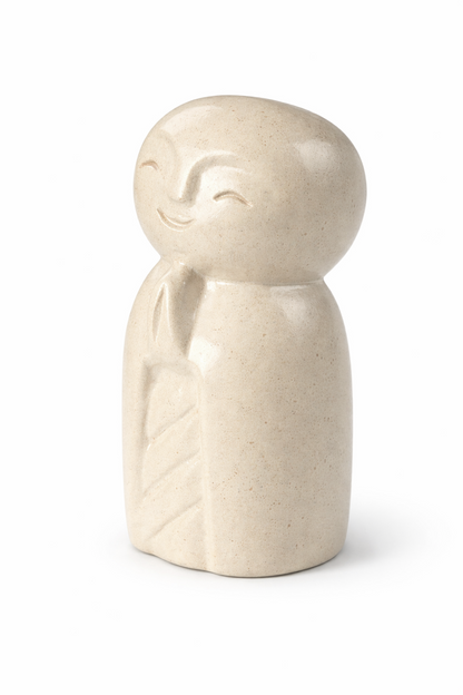 Jizo Figure - Garden Living Room Shelf Decor - Weatherproof - Stone Look Sculpture Zen Monk Light - 21x9x10 cm