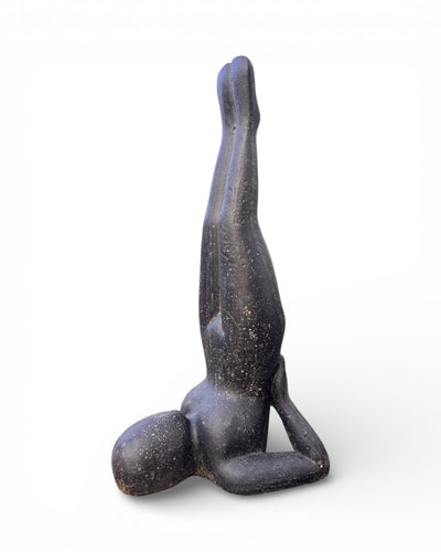 Yoga Skulptur modern – Wohnzimmer Studio Regal Deko – Massive Ausführung – Steinoptik Figur Meditation schwarz – in 3 Größen