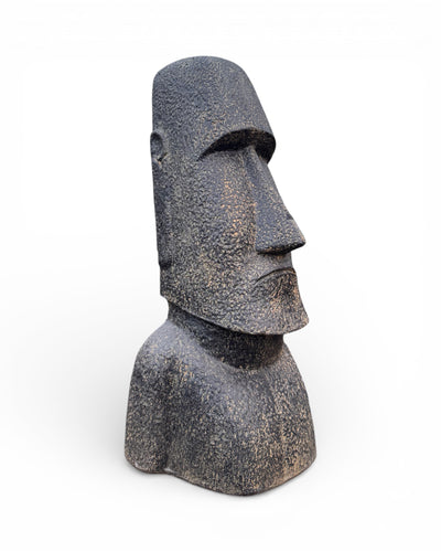 Moai Kopf Statue - Garten Deko Skulptur - Wetterfest - Rapa-Nui Osterinsel-Figur aus Glasfaserbeton Grau - 120x46x40 cm