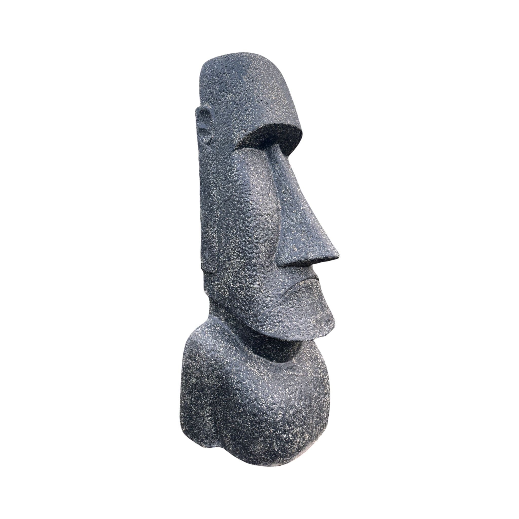Moai Head Statue - Garden Decoration Sculpture - Weatherproof - Rapa Nui Easter Island Figure made of Fiberglass Concrete Gray - 150x49x47 cm