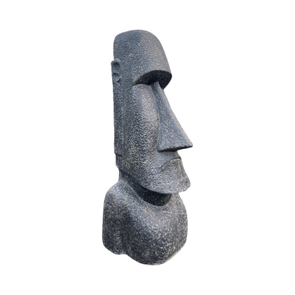 Moai Head Statue - Garden Decoration Sculpture - Weatherproof - Rapa Nui Easter Island Figure made of Fiberglass Concrete Gray - 150x49x47 cm