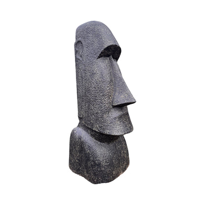 Statue de tête de Moaï - Sculpture décorative de jardin - Résistante aux intempéries - Figurine Rapa Nui de l'île de Pâques en fibre de verre et béton gris - 200 x 70 x 60 cm