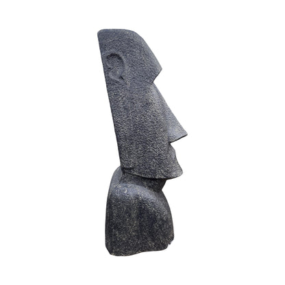 Statue de tête de Moaï - Sculpture décorative de jardin - Résistante aux intempéries - Figurine Rapa Nui de l'île de Pâques en fibre de verre et béton gris - 200 x 70 x 60 cm