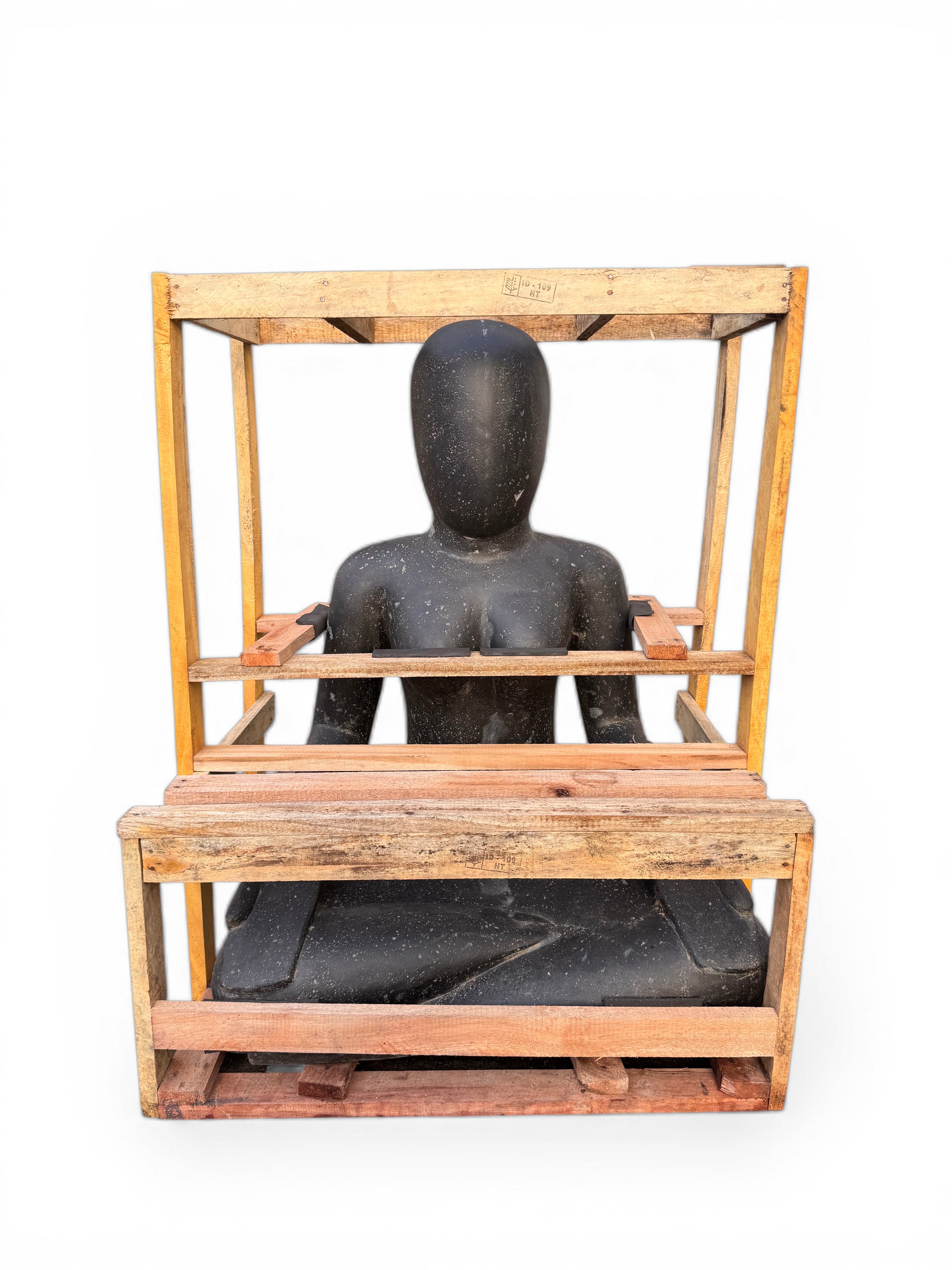 Yoga Figur sitzend modern – Garten Wohnzimmer Deko Skulptur – Wetterfest – Steinoptik Meditation Statue schwarz- in 3 Größen