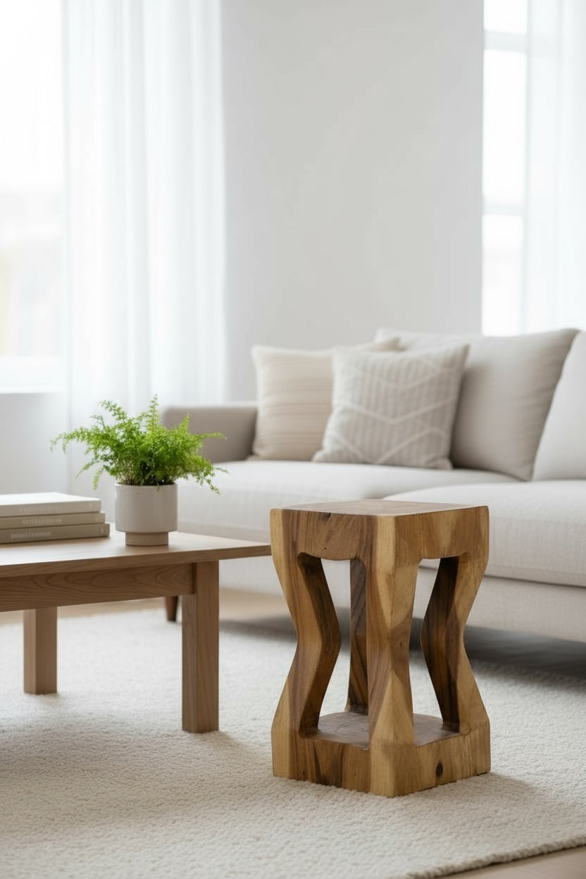 Table d'appoint en bois - tabouret en bois, table basse, table de rangement - fait main - bois de suar massif - 50x28x28 cm