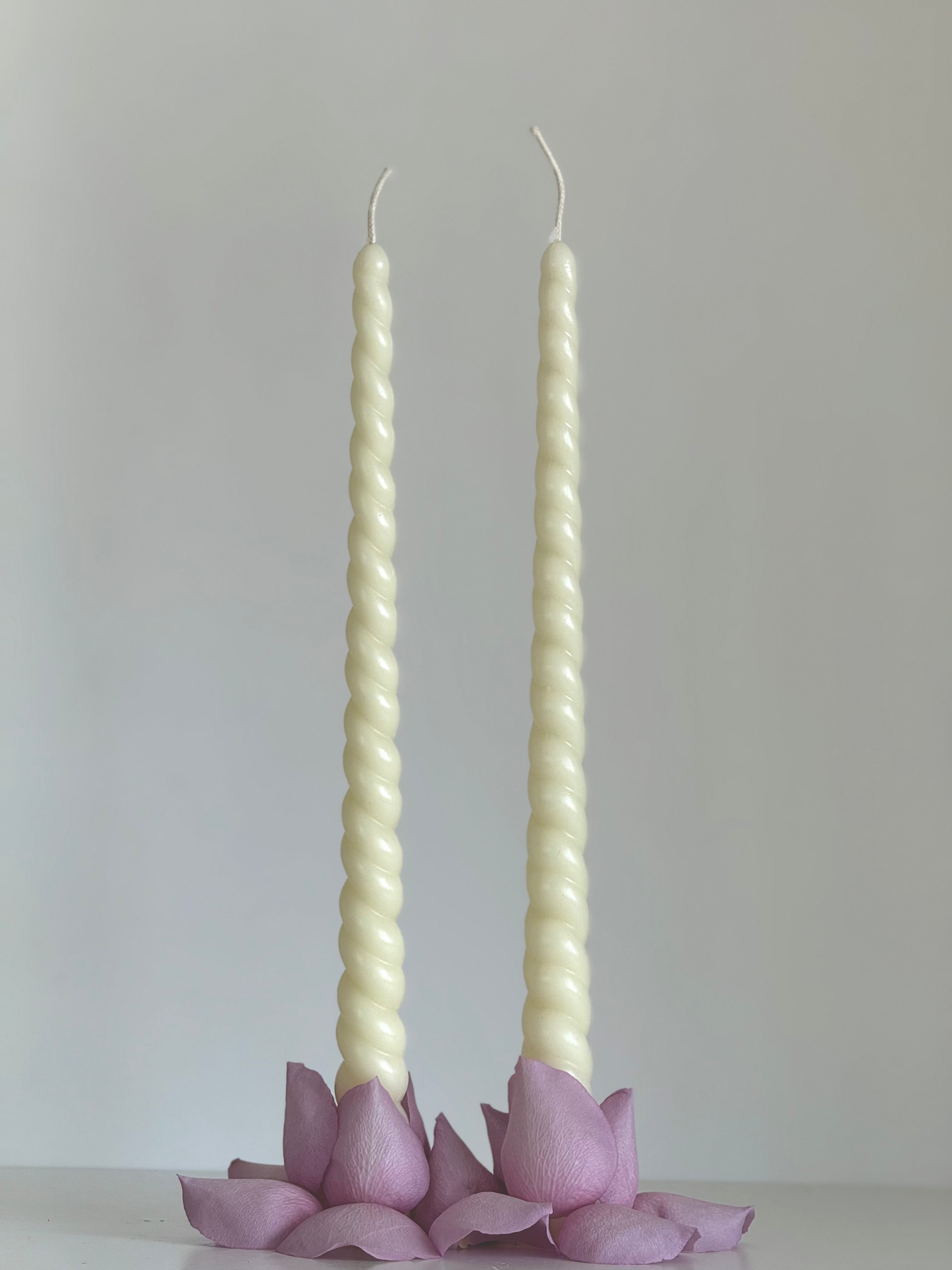 Beeswax Candle ROM – Pastel Colors – Hand-Poured – For Living Rooms &amp; Decoration – Set of 4