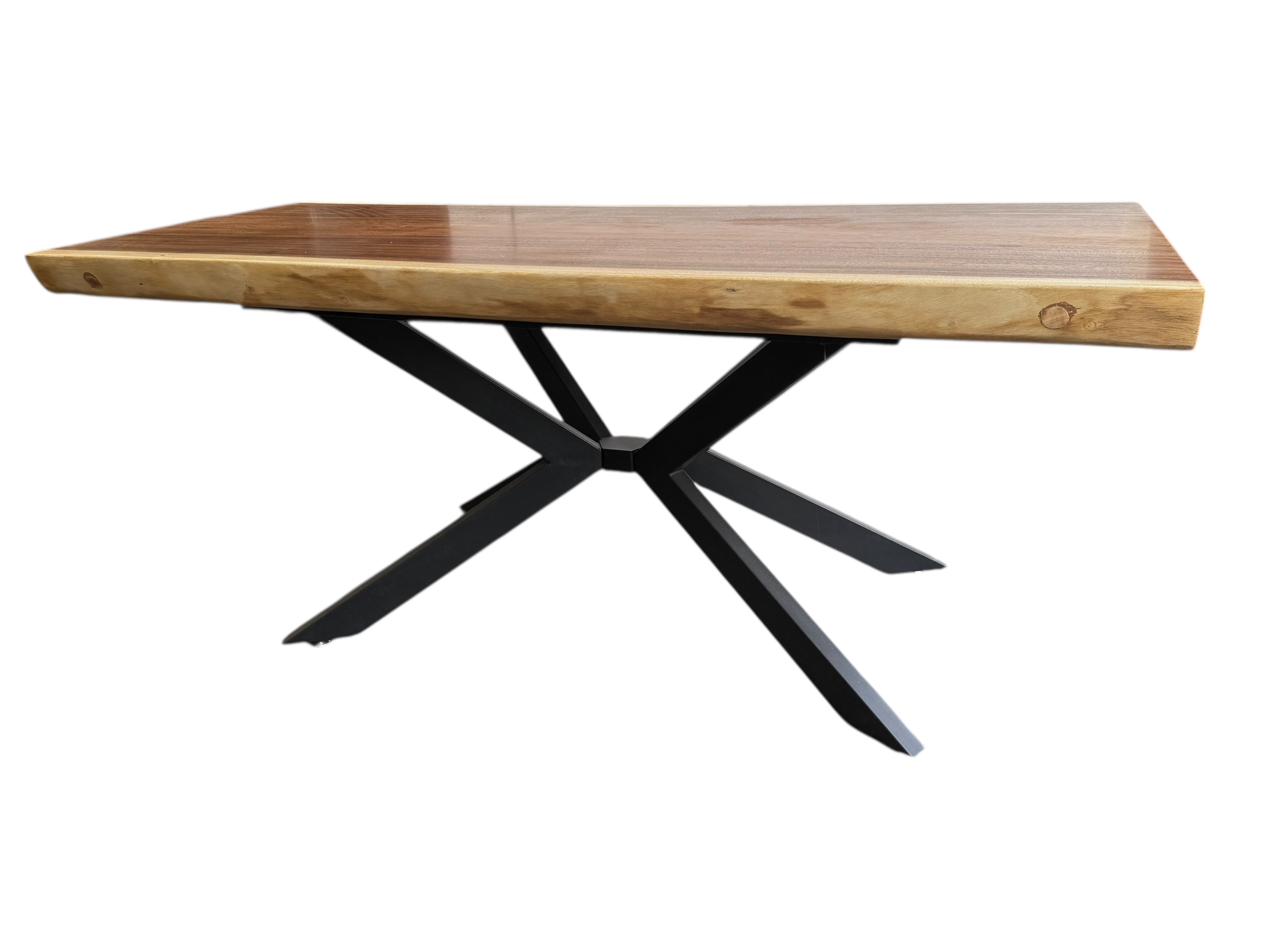 Solid wood dining table natural tree edge - wooden table solid suar wood unique pieces table top (200x115x6cm)