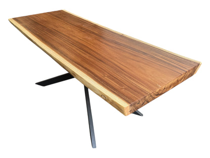 Solid wood dining table natural tree edge - wooden table solid suar wood unique pieces table top (200x115x6cm)