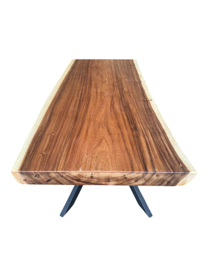 Solid wood dining table natural tree edge - wooden table solid suar wood unique pieces table top (200x115x6cm)