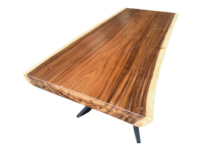 Solid wood dining table natural tree edge - wooden table solid suar wood unique pieces table top (200x115x6cm)