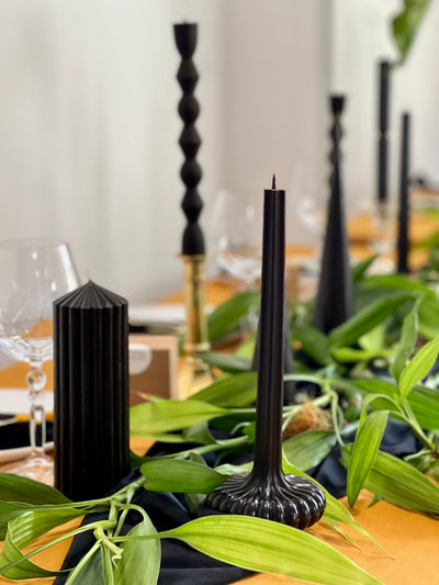 Beeswax candle PARIS – Black – Hand-poured – For living rooms &amp; decoration – 2 sizes