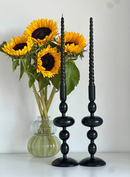 Beeswax Candle ROM – Black – Hand-poured – For Living Rooms &amp; Decoration – Set of 4