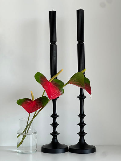Beeswax candle ATHENS – Black – Hand-poured – For living rooms &amp; decoration – 2x or 4x set