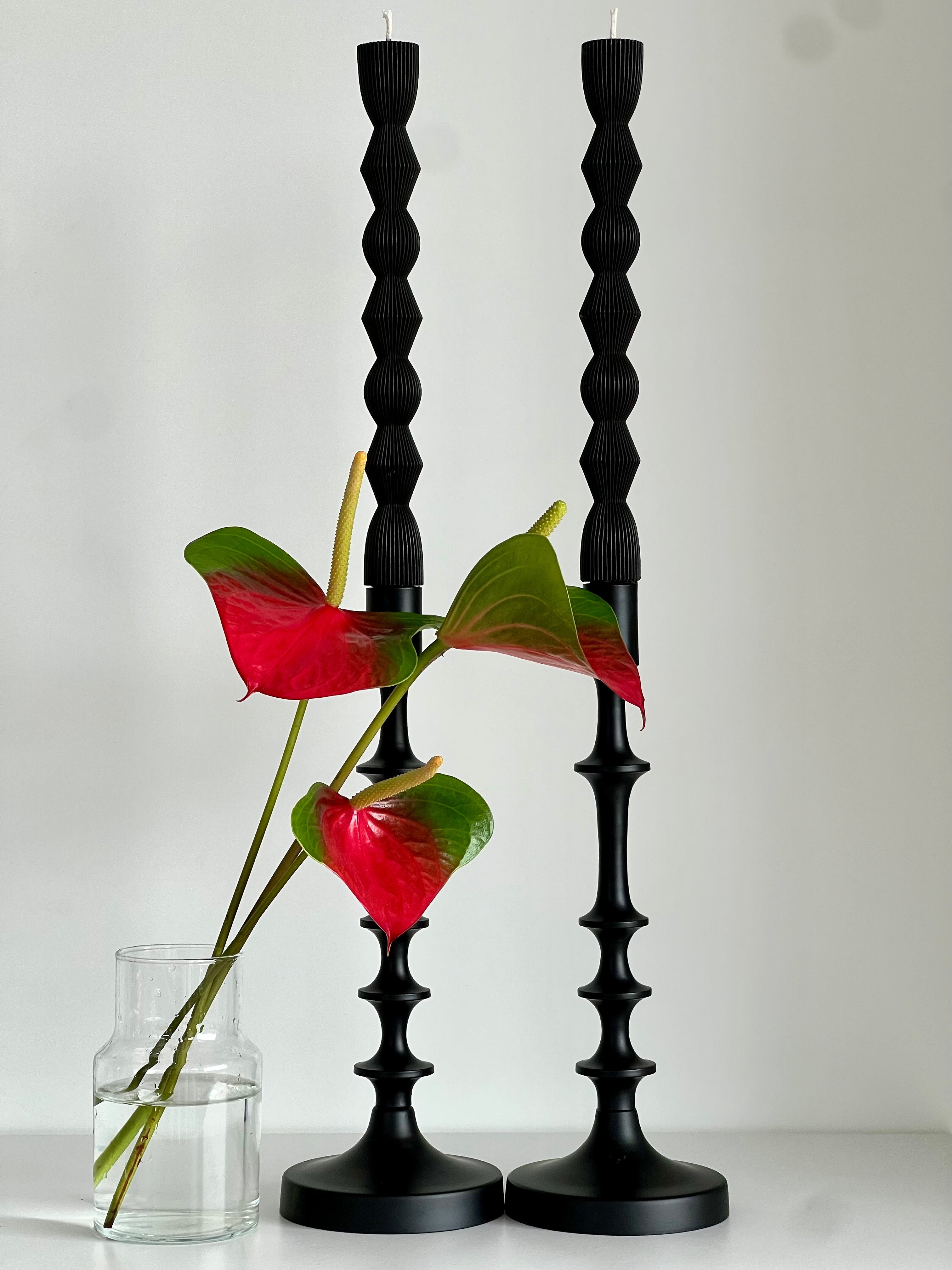 Beeswax candle MADRID – Black – Hand-poured – For living rooms &amp; decoration – 2x or 4x set