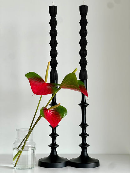 Beeswax candle MADRID – Black – Hand-poured – For living rooms &amp; decoration – 2x or 4x set