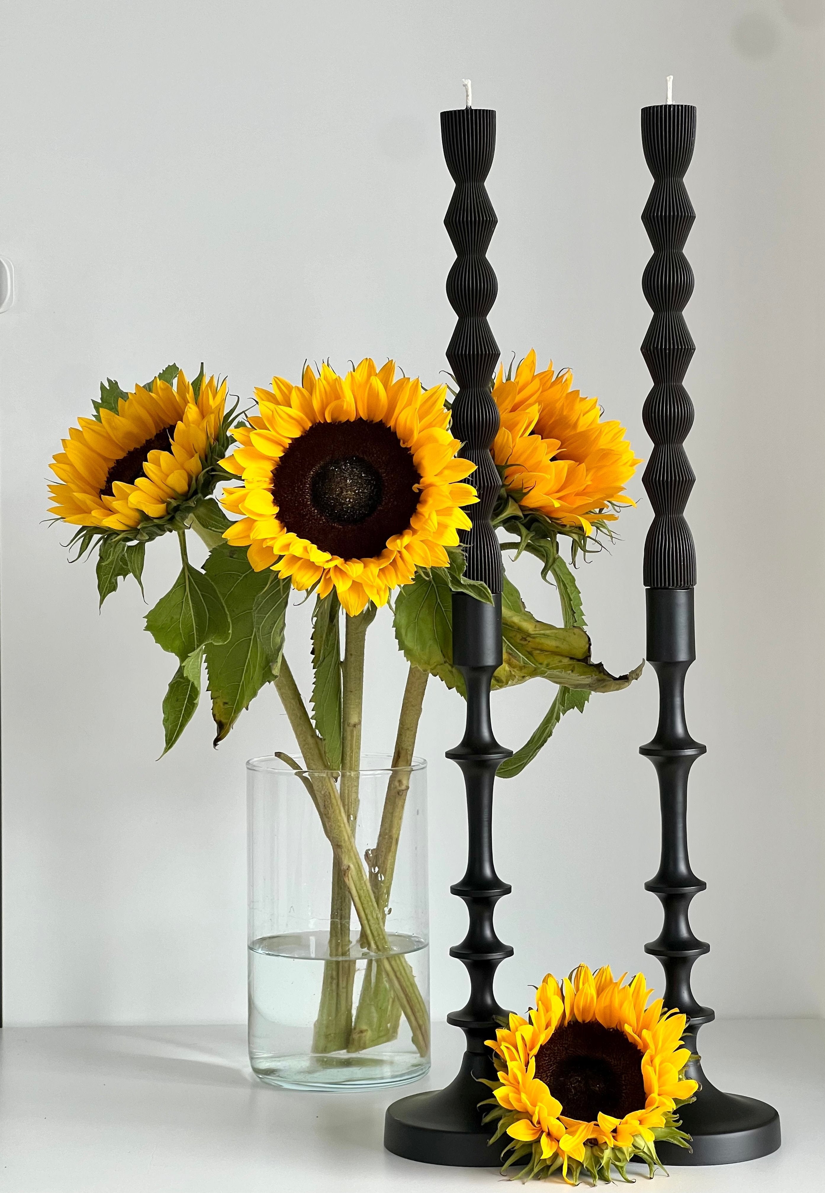 Beeswax candle MADRID – Black – Hand-poured – For living rooms &amp; decoration – 2x or 4x set