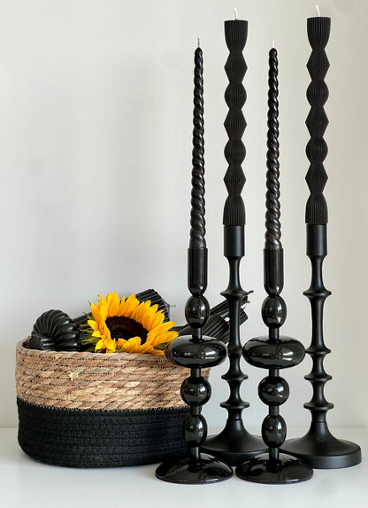 Beeswax candle MADRID – Black – Hand-poured – For living rooms &amp; decoration – 2x or 4x set