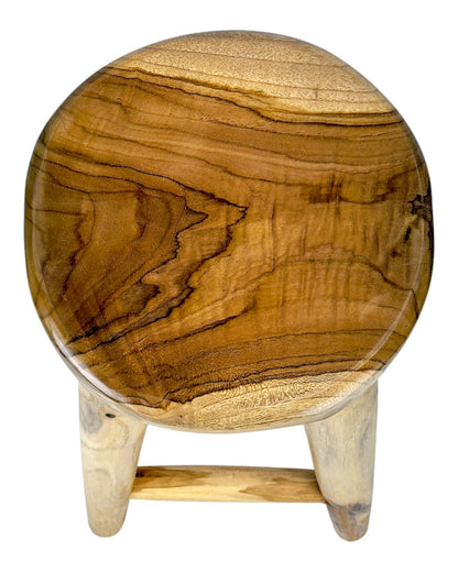 Barhocker aus massivem Holz – Handgefertigter rustikaler Holzhocker - Runde Sitzfläche für Küche, Bar & Essbereich - 30x75 cm