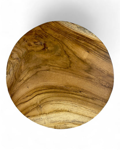 Teakholz Beistelltisch – Handgefertigt im Laminated Block Design - Natürlicher Holztisch aus Teak - Wohnzimmer & Schlafzimmer - 35x35x50 cm