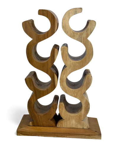 Wooden Wine Rack – Wine Holder Bottle Holder – Kitchen Living Room Bar – Decorative Curved Design – Made of Teak Wood for 8 Bottles – 60x40x20 cm