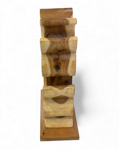Holz Weinregal – Weinhalter Flaschenhalter - Küche Wohnzimmer Bar - Dekorativ Geschwungen – Aus Teakholz für 8 Flaschen – 60x40x20 cm