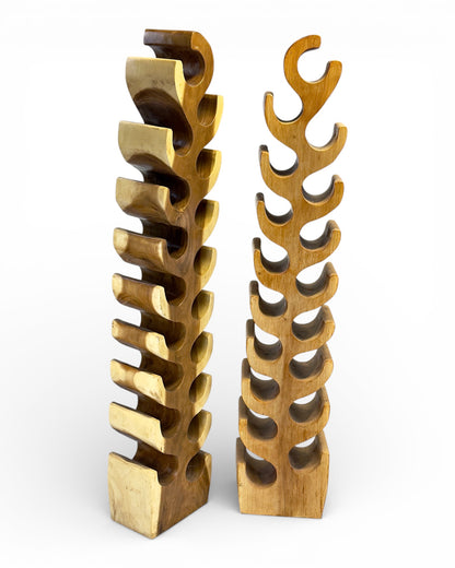 Weinregal Massiv XXL – Weinhalter Flaschenhalter - Handgefertigt Edel Hochwertig – Aus Teakholz für 18 Flaschen – 150x30x18 cm