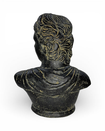 David Büste Skulptur – Garten Terrasse Wohnzimmer Deko – Wetterfest – Stein Statue Antik Stil schwarz gold – 40x30x17 cm