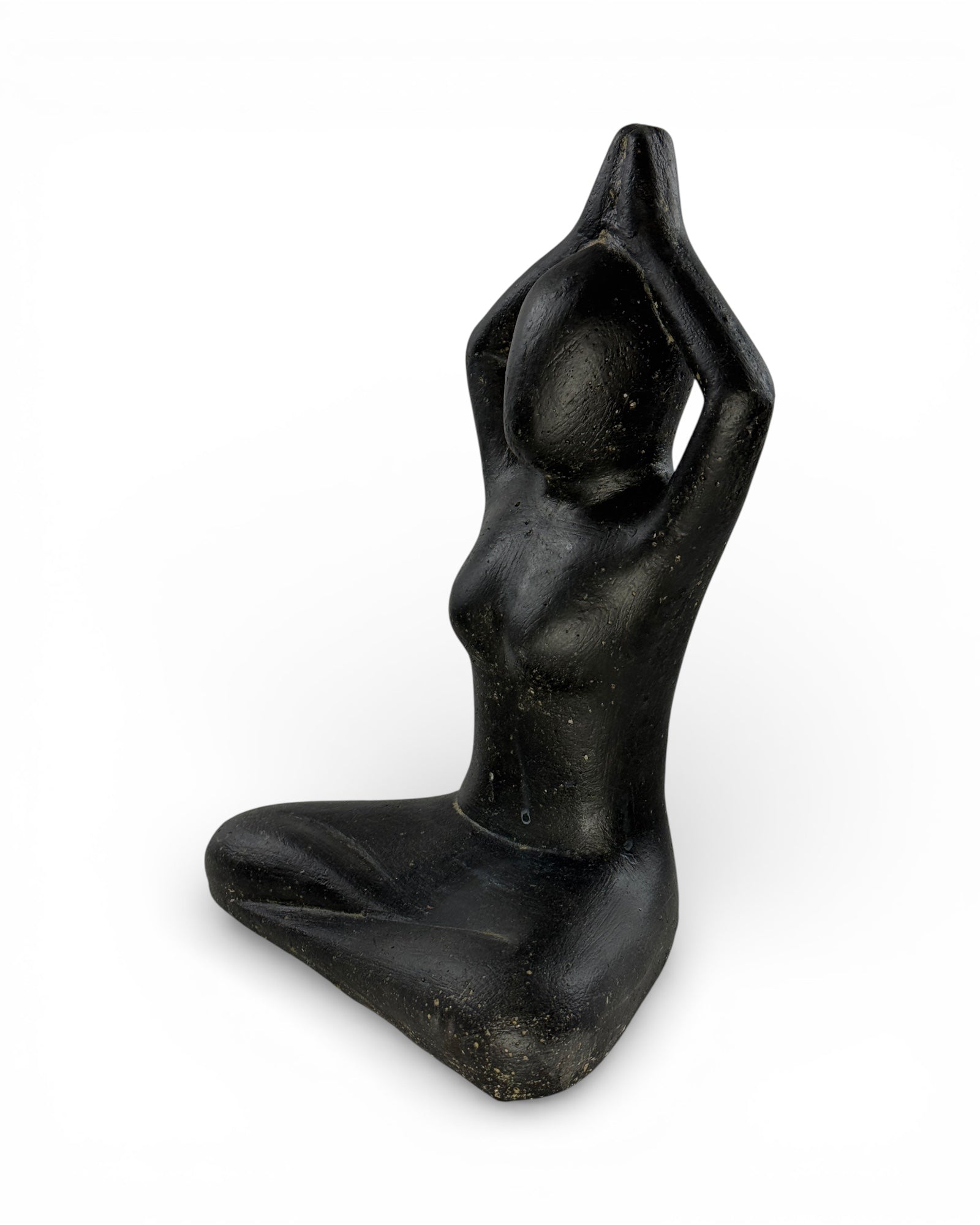 Yoga Figur sitzend – Wohnzimmer Studio Regal Deko – Massive Ausführung – Steinoptik Skulptur Meditation schwarz – 32x22x15 cm
