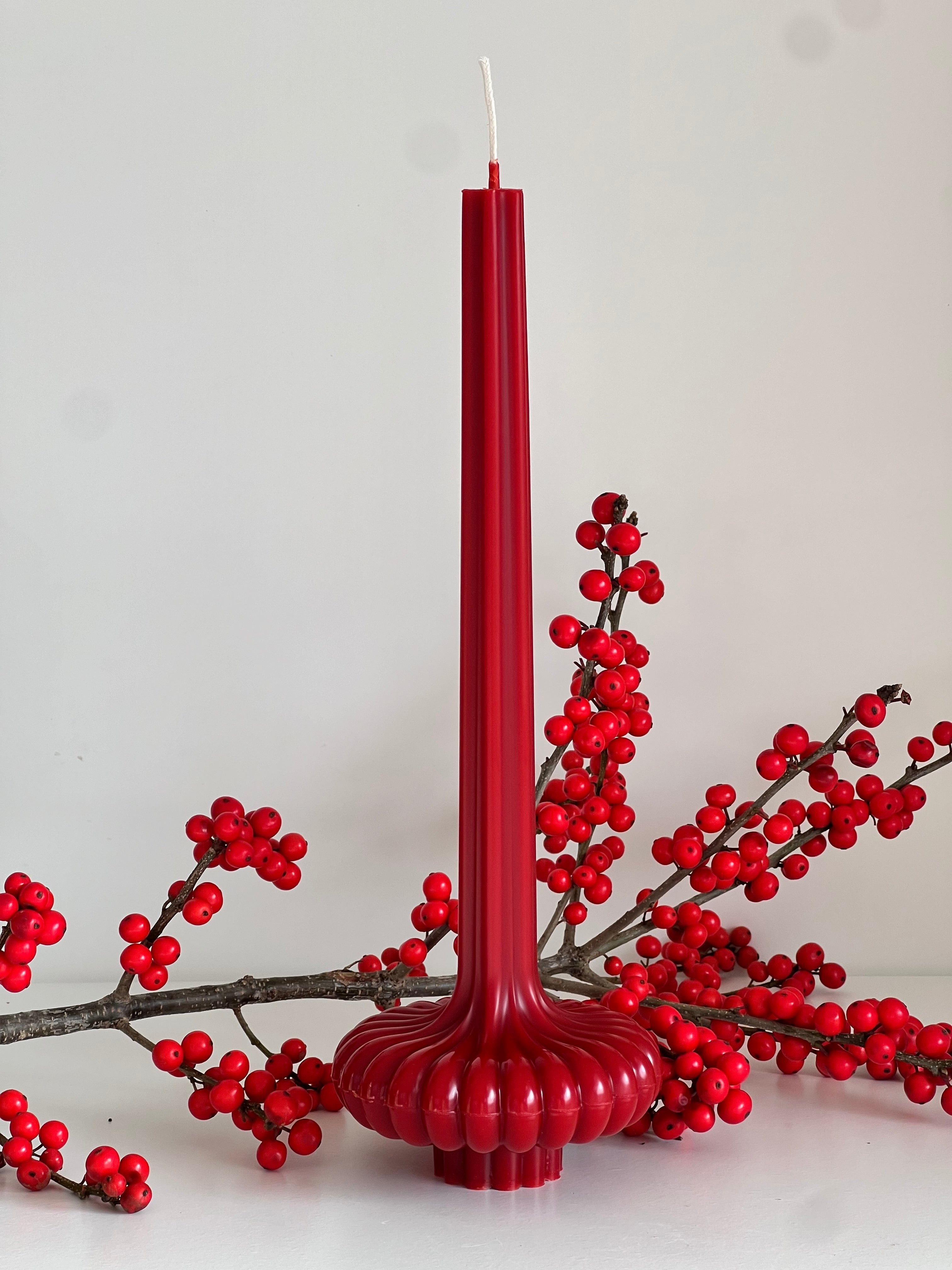 Beeswax candle PARIS – Red – Hand-poured – For living rooms &amp; decoration – 2 sizes