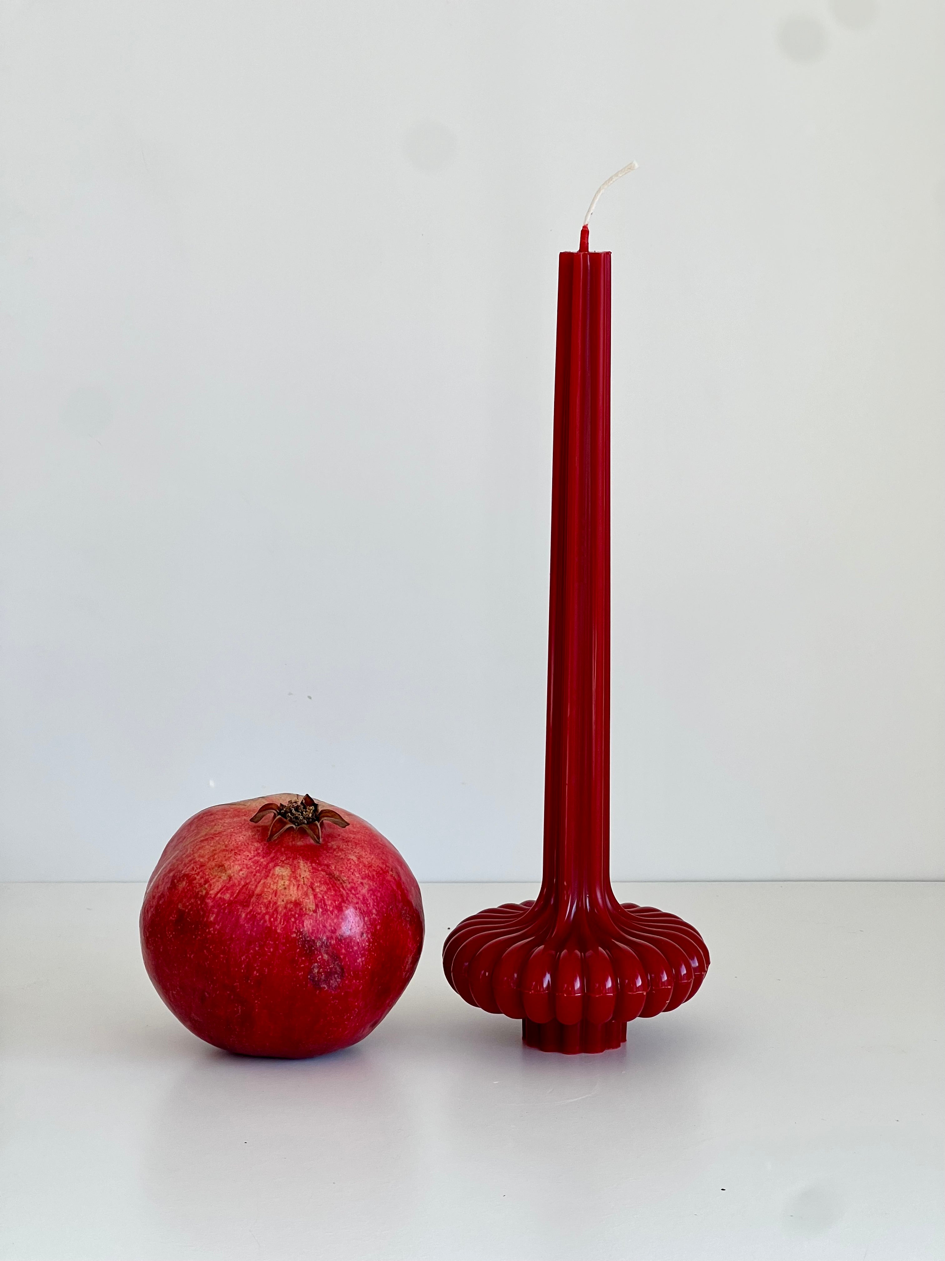 Beeswax candle PARIS – Red – Hand-poured – For living rooms &amp; decoration – 2 sizes