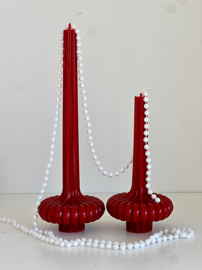 Beeswax candle PARIS – Red – Hand-poured – For living rooms &amp; decoration – 2 sizes