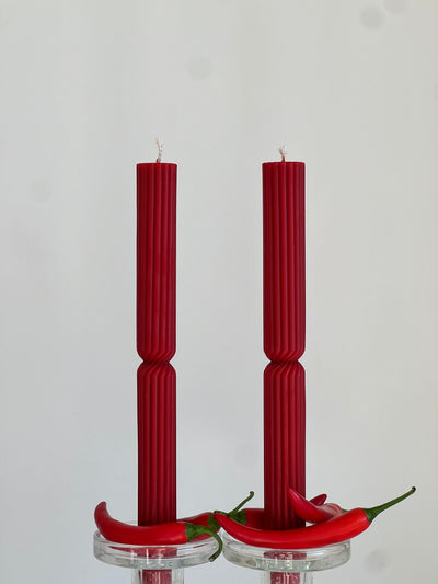 Beeswax candle ATHENS – Red – Hand-poured – For living rooms &amp; decoration – 2x or 4x set