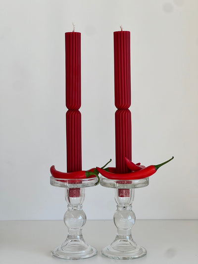 Beeswax candle ATHENS – Red – Hand-poured – For living rooms &amp; decoration – 2x or 4x set