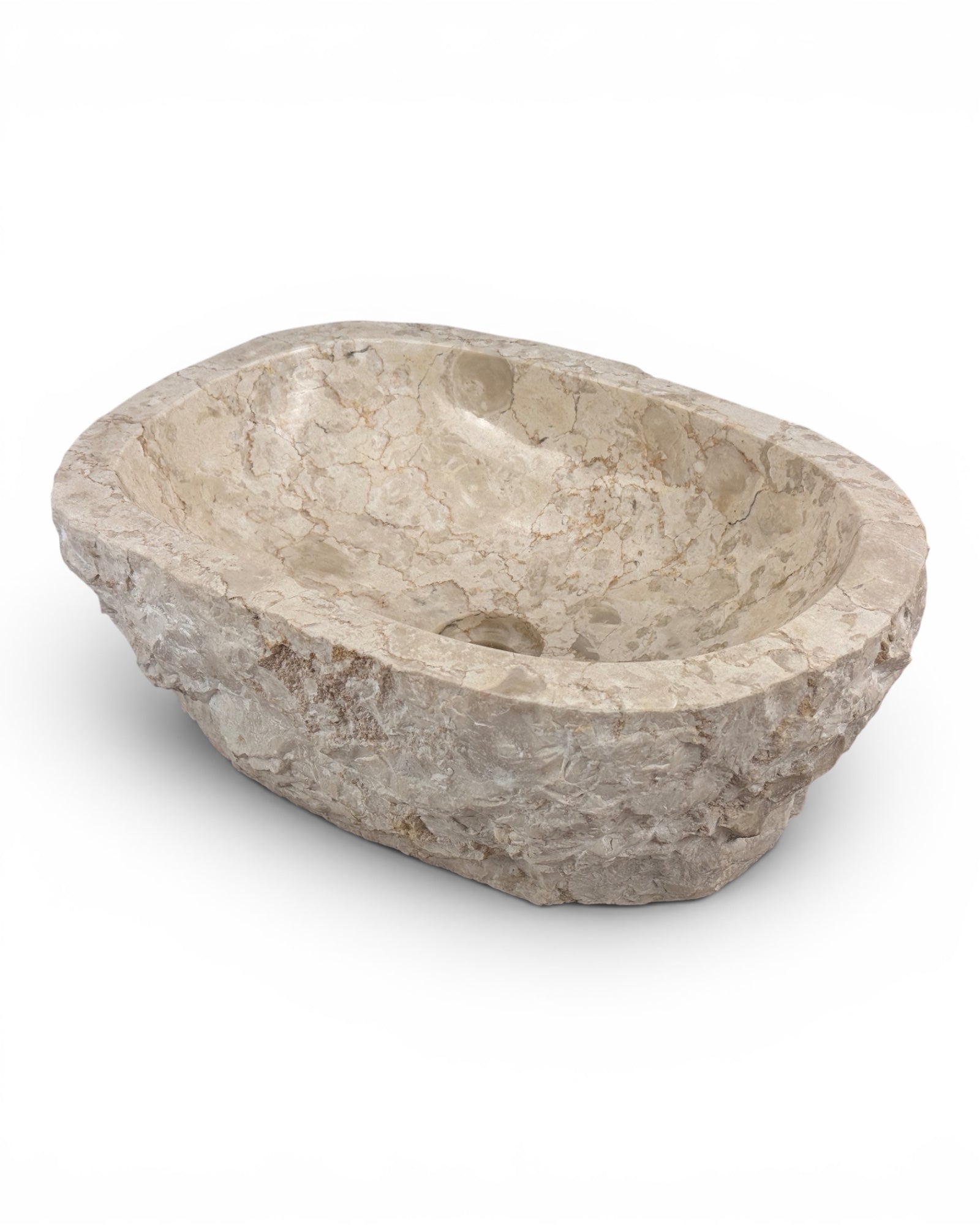 Marmor Waschbecken Beige – Badezimmer Gäste-WC Waschraum – Aufsatzwaschbecken Oval oder Rund aus Marmor - verschiedene Ausführungen